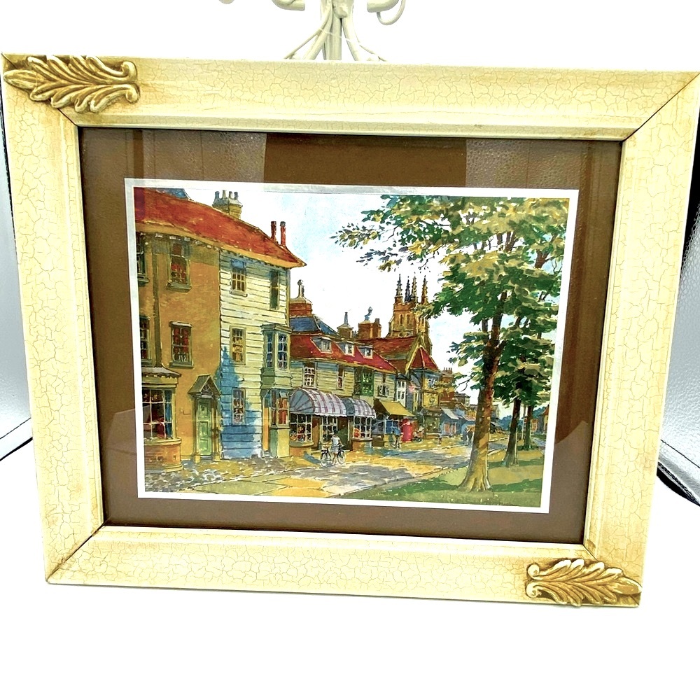 Vintage Original Oil Foil Painting Signed “Burt Pugh” Framed Under Glass 50s-70s